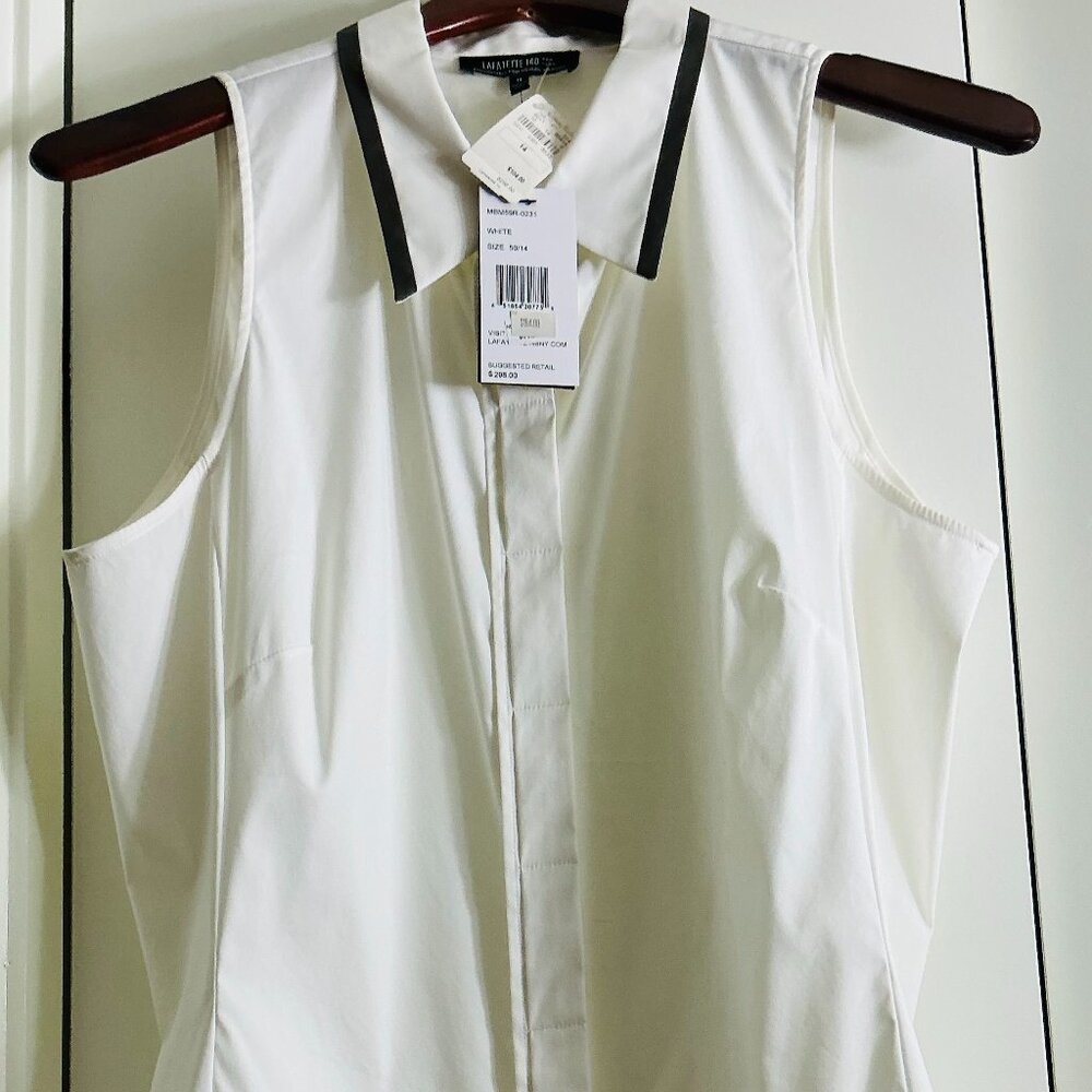 NEW Lafayette 148 White Top | Polished Sleeveless Blouse | Elevated Workwear